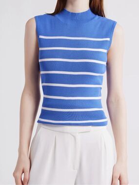 Stripe Sleeveless Mock Neck Sweater
Tahari ASL